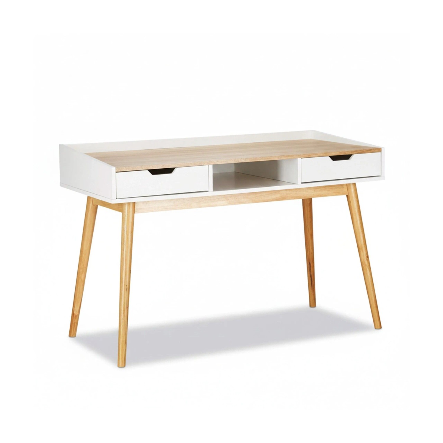 Relaxdays Schreibtisch 2 Schubladen Kiefernholz Weiß 120 cm x 55 cm x 76 cm