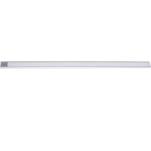 Silberne LED-Unterbauleuchte (80 cm) mit Wellensensor und einstellbarer Farbtemperatur.