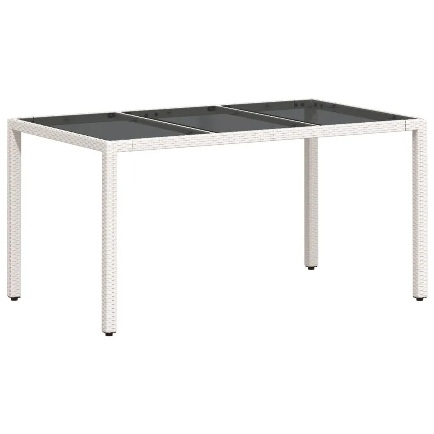 Furnicato Gartentisch Mit Glasplatte Weiß 150x90x75 Cm Poly Rattan