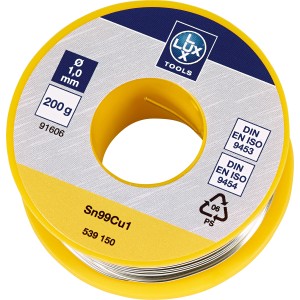 LUX Elektroniklot, Ø 1 mm, 200 g Rolle, Lötmittel für Elektrotechnik und Elektronik.