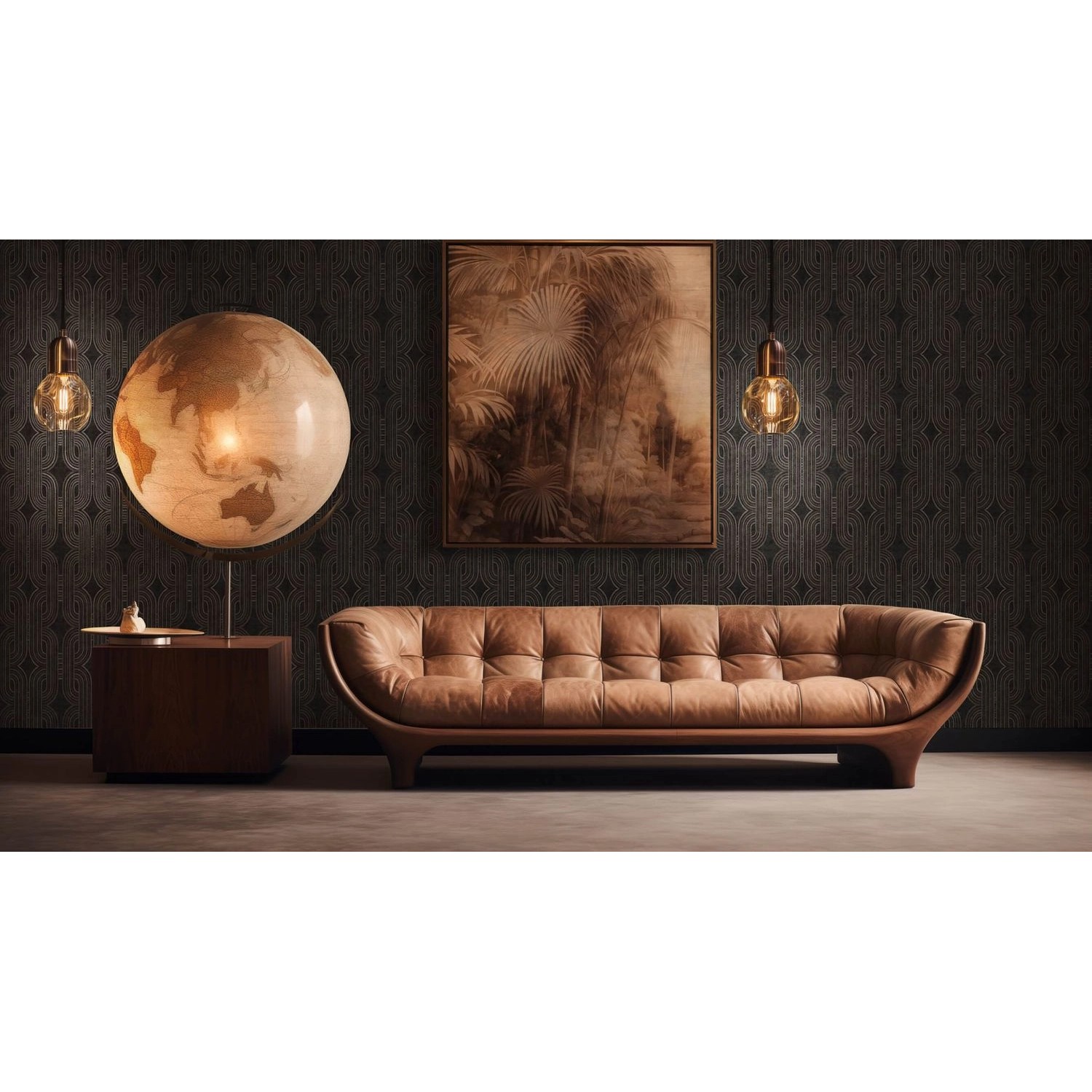 PROFHOME Retro Tapete 399374-GU in Anthrazit, Silber und Grau mit grafischem Muster.