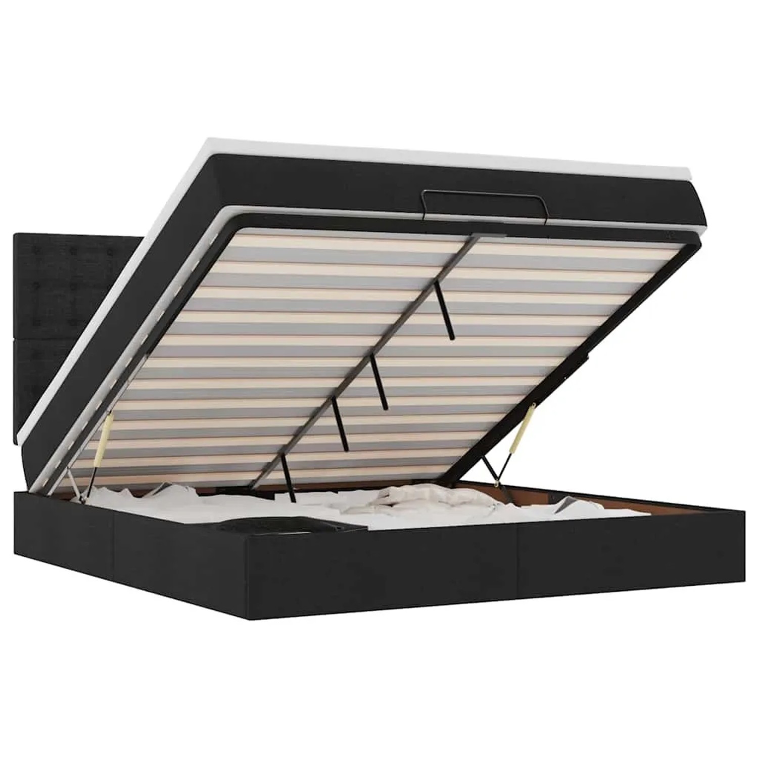 Thumbnail - vidaXL Ottoman-Bett mit Matratze Schwarz 160x200 cm Stoff 3313336