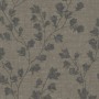 Tadessi Vliestapete mit schwarzem Blumenmuster auf strukturiertem, grauem Hintergrund. Dekorative Tapete.