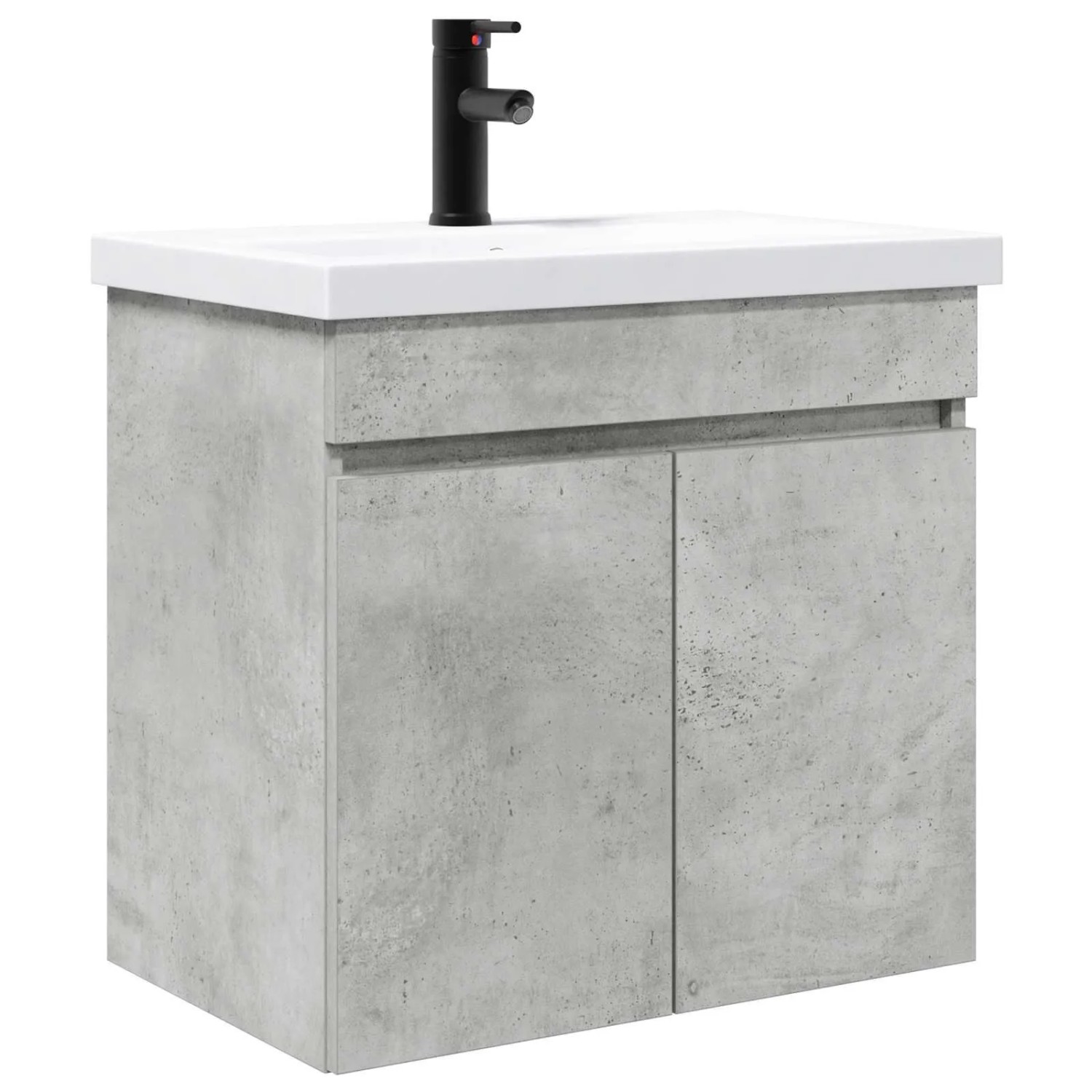 vidaXL Badezimmer Waschtischunterschrank mit Wasserhahn Betongrau 889540