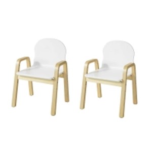 SoBuy 2er Set Stuhl Höhenverstellbar Stühlchen mit Armlehnen Weiß KMB24-Wx2