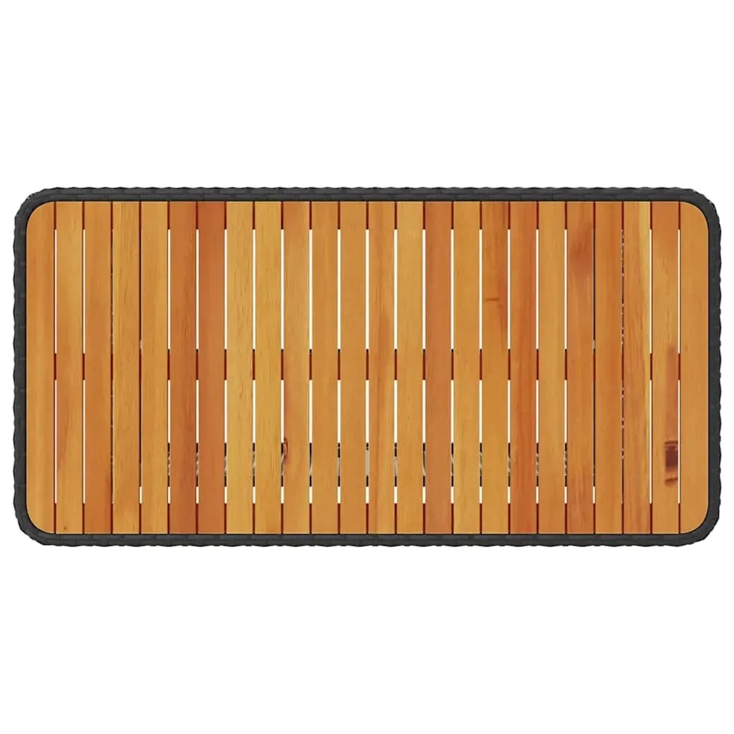 vidaXL Garten Essgruppe, 4-teilig, schwarz, Poly Rattan, Tischplatte aus Holz, von oben.