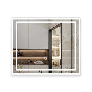 Rechteckiger Aica Sanitär Badspiegel 60x50 cm mit LED-Beleuchtung und Touch-Schalter.