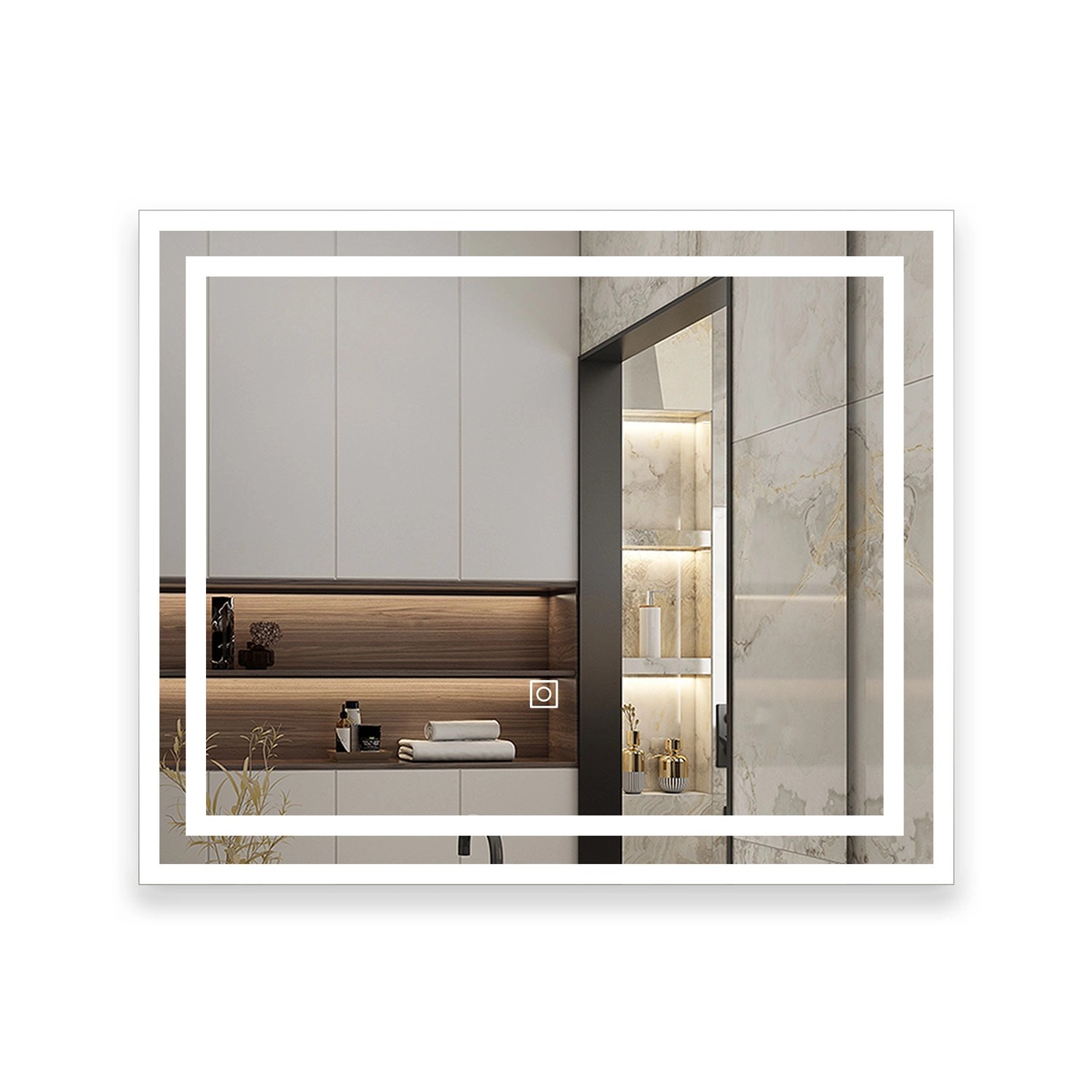 Aica Sanitär Badspiegel 60x50 cm Spiegel mit LED Beleuchtung Touch Schalter günstig online kaufen