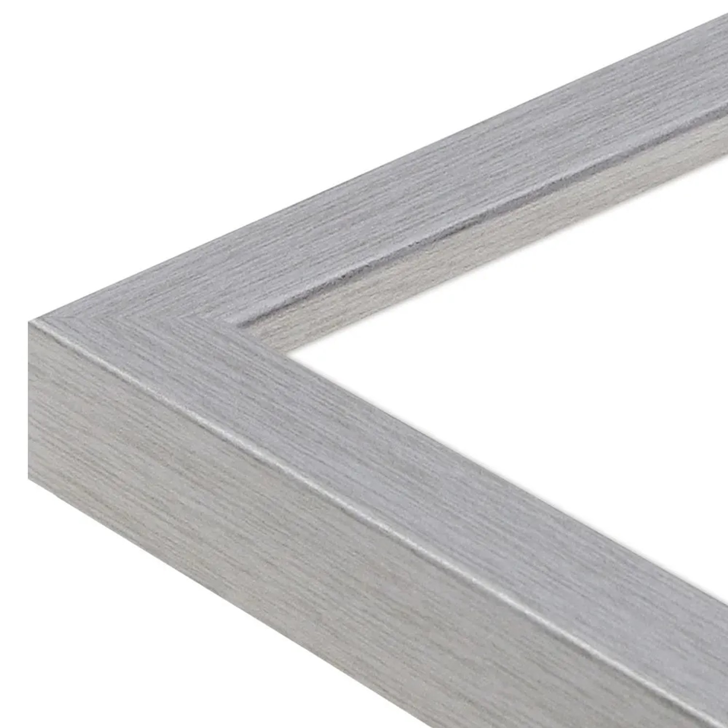 WANDStyle Bilderrahmen H950 aus silbernem Massivholz, 18x24 cm. Schmale Leiste mit Holzmaserung, modern.