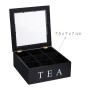 Relaxdays Teebox Bambus Acryl Schwarz Sichtfenster 9 Fächer 9 cm x 23,5 cm x 23,5 cm 0,8 kg_5