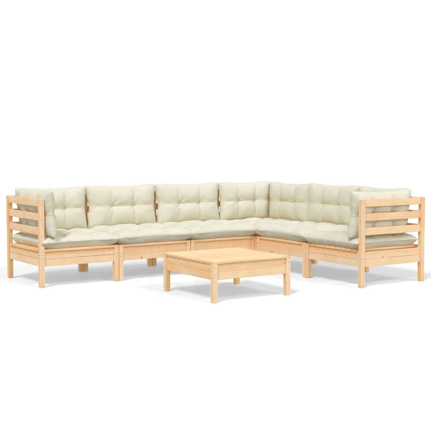 vidaXL 7-tlg Garten-Lounge-Set mit Creme Kissen Massivholz Kiefer Modell 11