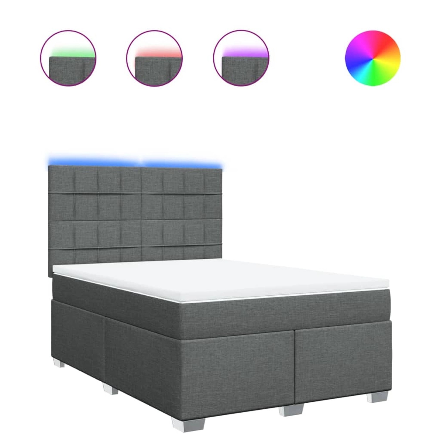 vidaXL Boxspringbett mit Matratze Dunkelgrau 140x190 cm Stoff 3292784 günstig online kaufen