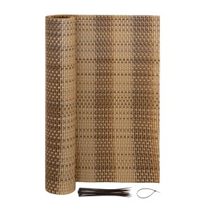 Jardinion Sichtschutzmatte, 5m x 1m, hellbraun, Kunststoff, mit Kabelbindern.