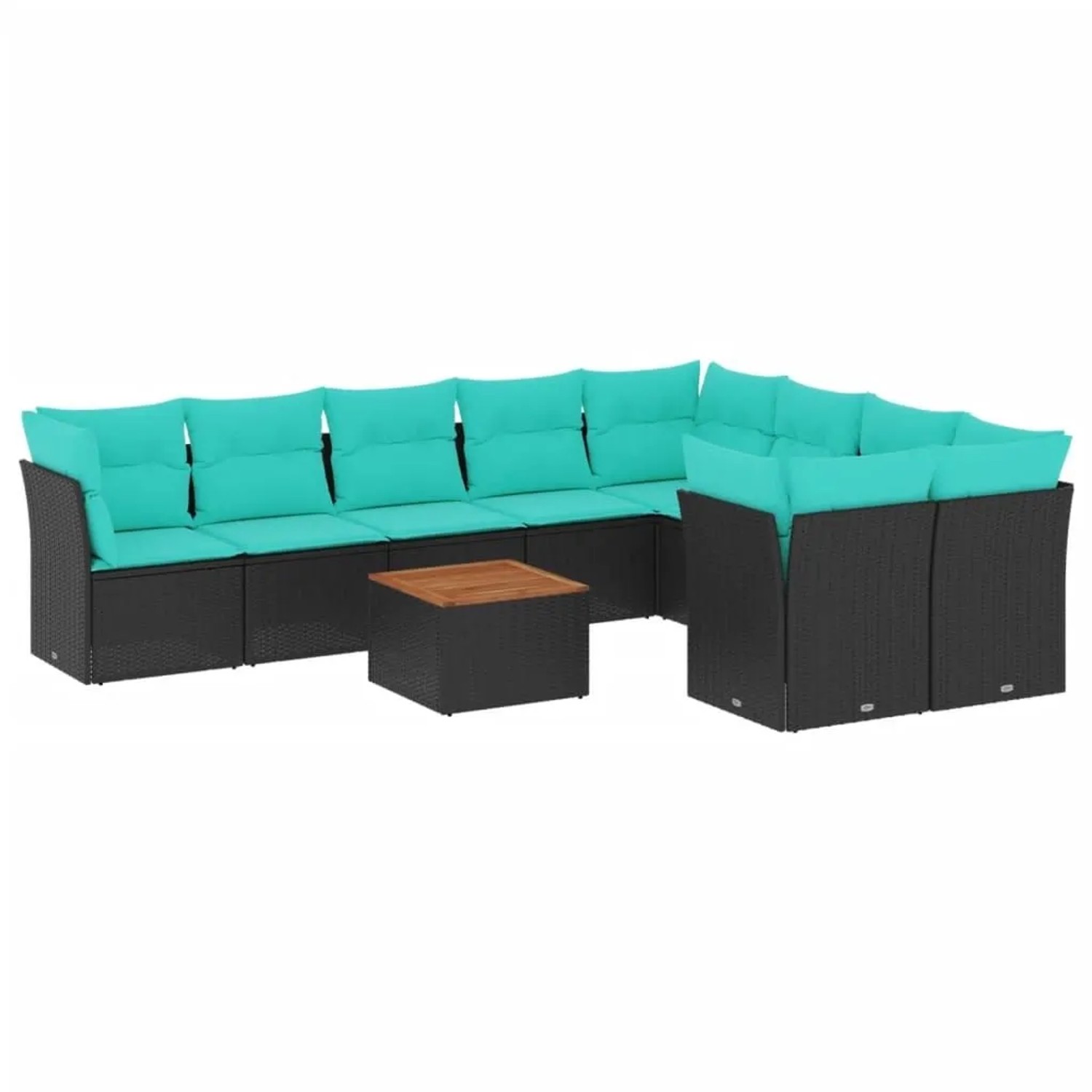 vidaXL 10 Tlg Garten-Sofagarnitur mit Kissen Schwarz Poly Rattan 3256148