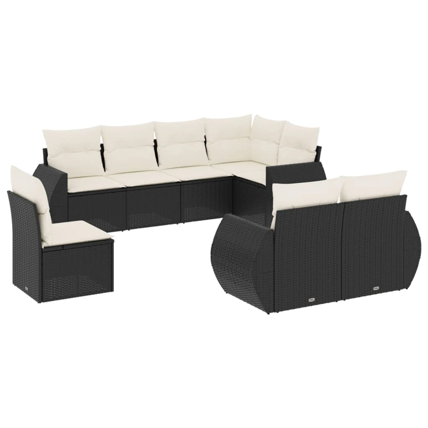 vidaXL 8-Tlg Garten-Sofagarnitur mit Kissen Schwarz Poly Rattan 3253973 günstig online kaufen