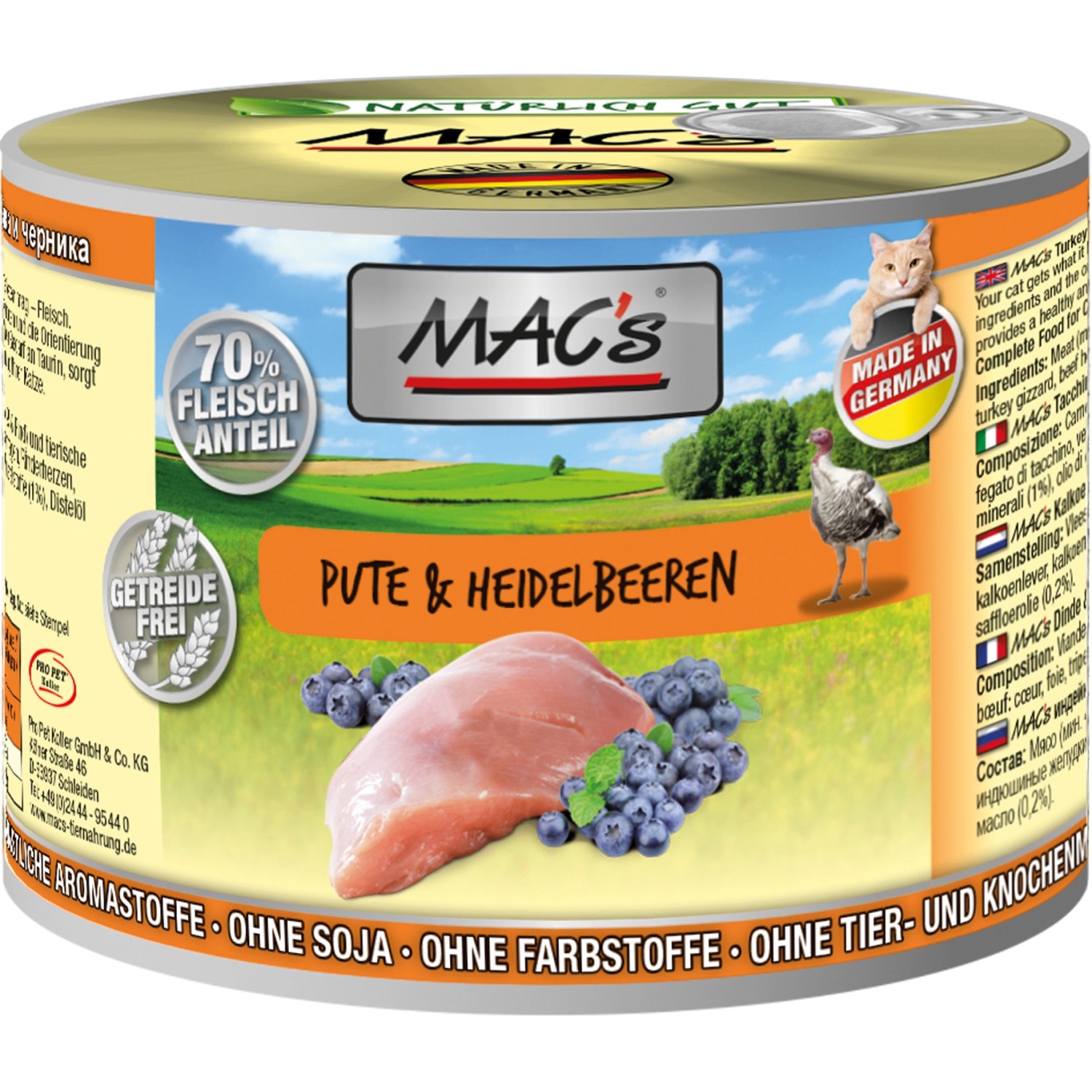 Mac's Katzen-Nassfutter Pute und Heidelbeeren 200 g