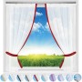 Arsvita Gardinenset Rot, 2 Schals mit Stangendurchzug und Raffhaltern, Satin, 140x120 cm.