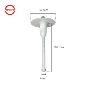 PROTEKTOR 100x Dämmstoff-Schraubdübel Ø8x180mm Vormontierte WDVS Dübel
