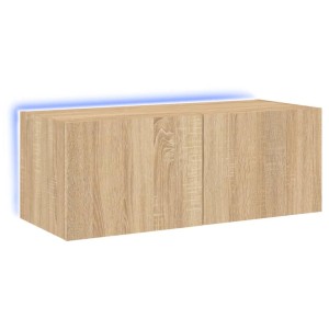 VidaXL TV-Wandschrank Sonoma-Eiche mit LED-Beleuchtung, 80x35x31 cm.