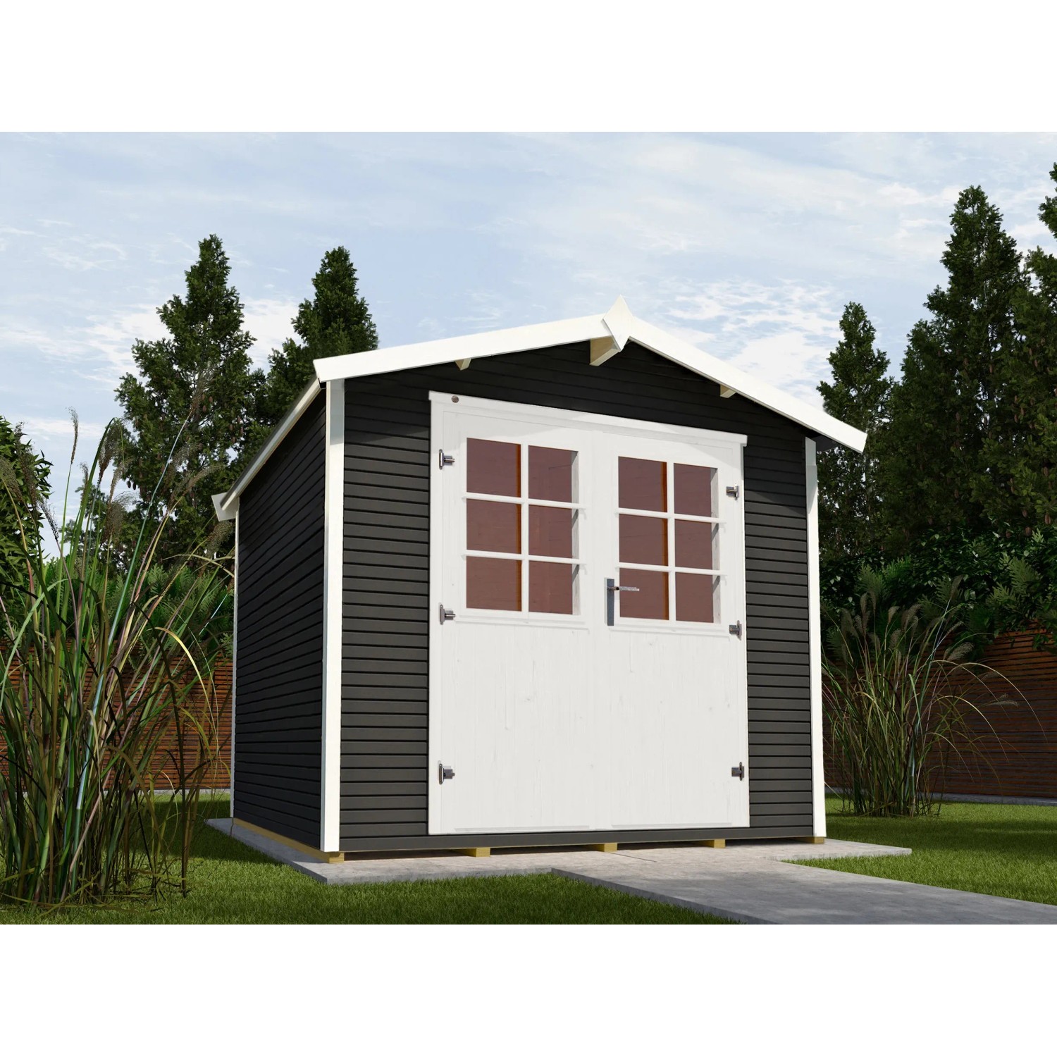 Weka Gartenhaus Kajsa Gr. 1 anthrazit, Wandstärke 28 mm, 241 x 205 cm