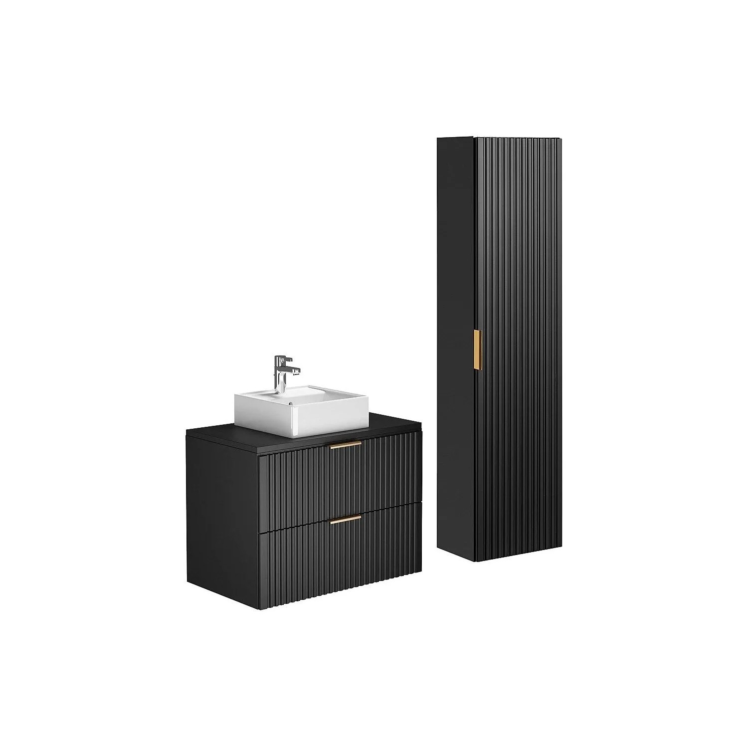 Vente-unique Badmöbel-Set Zevara Schwarz 80 cm