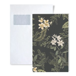 Musterstück der floralen Tapete PROFHOME S-394244-GU (DIN A4) mit Blumenmuster.