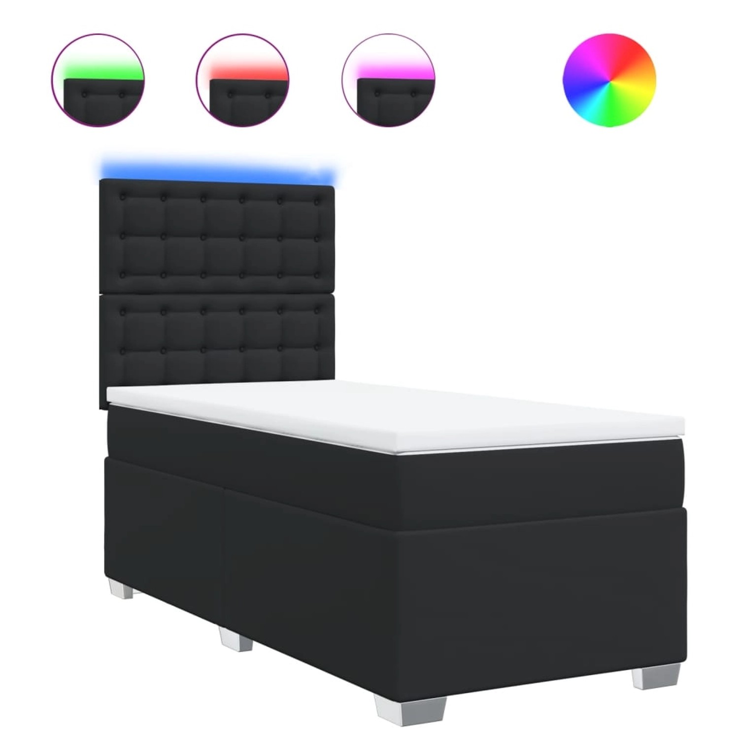 vidaXL Boxspringbett mit Matratze Schwarz Kunstleder 3293052 günstig online kaufen