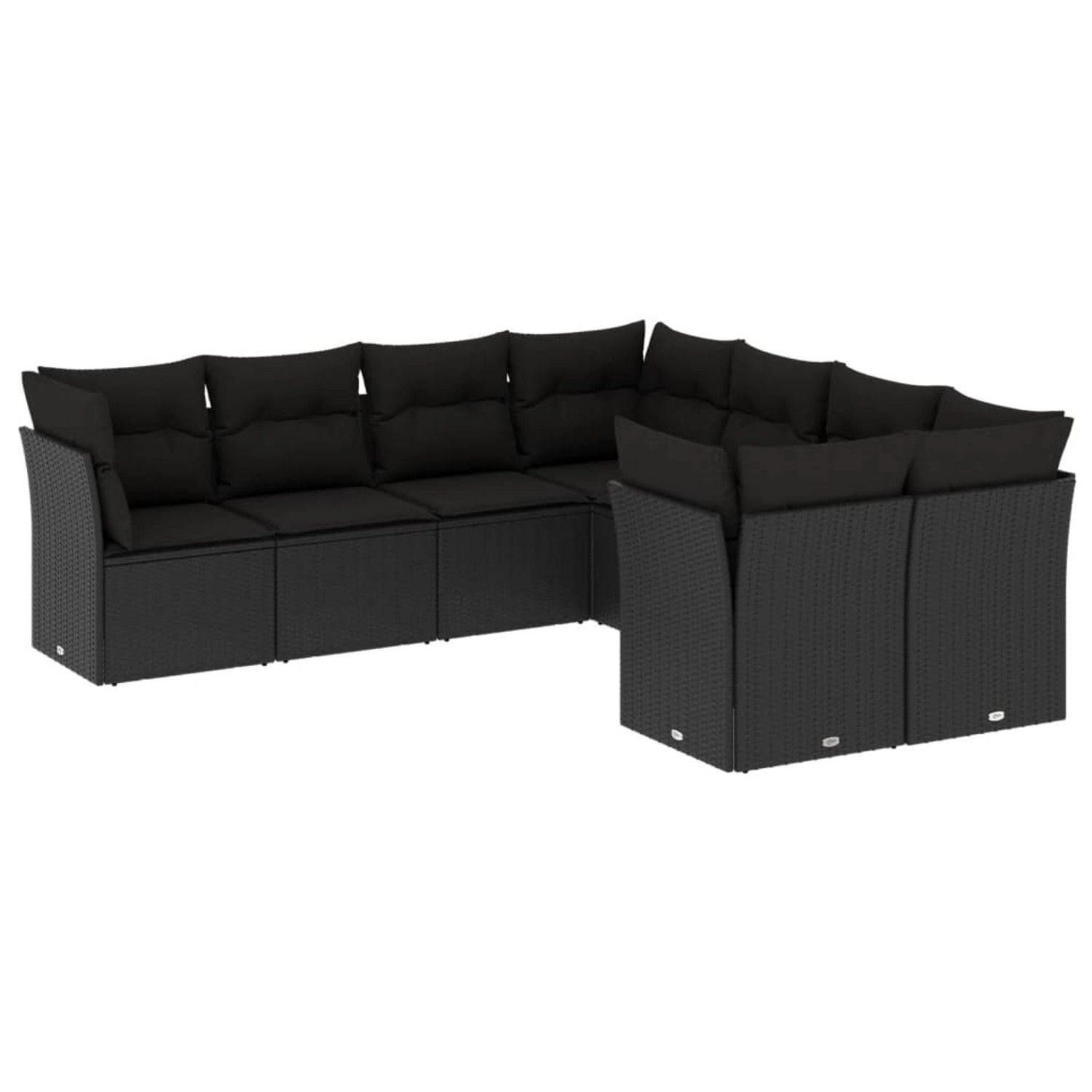 vidaXL 8-tlg Garten-Sofagarnitur mit Kissen Schwarz Poly Rattan Modell 13