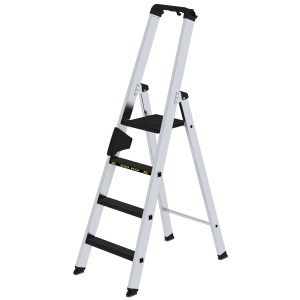 MUNK Stehleiter mit 4 Stufen, Clip-Step R13, belastbar bis 250 kg.