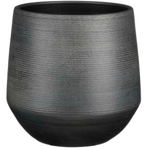 Schwarzer Mica Decorations Übertopf Evora, Ø 24 cm, handgefertigter Pflanzkübel für Innen.