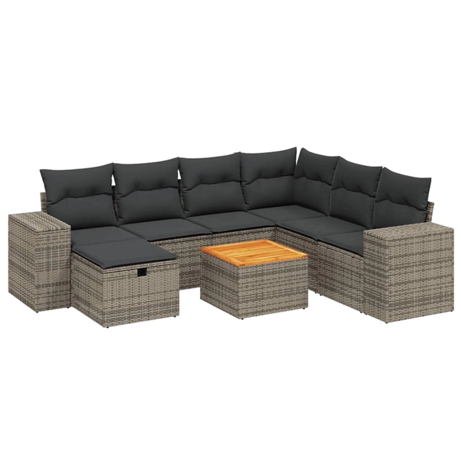vidaXL 8-Tlg Garten-Sofagarnitur mit Kissen Grau Poly Rattan 3265190 günstig online kaufen