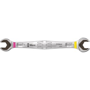 Wera Joker Doppelmaulschlüssel aus Metall, Größen 8 (pink) und 10 (gelb), mit Haltefunktion für Schrauben.
