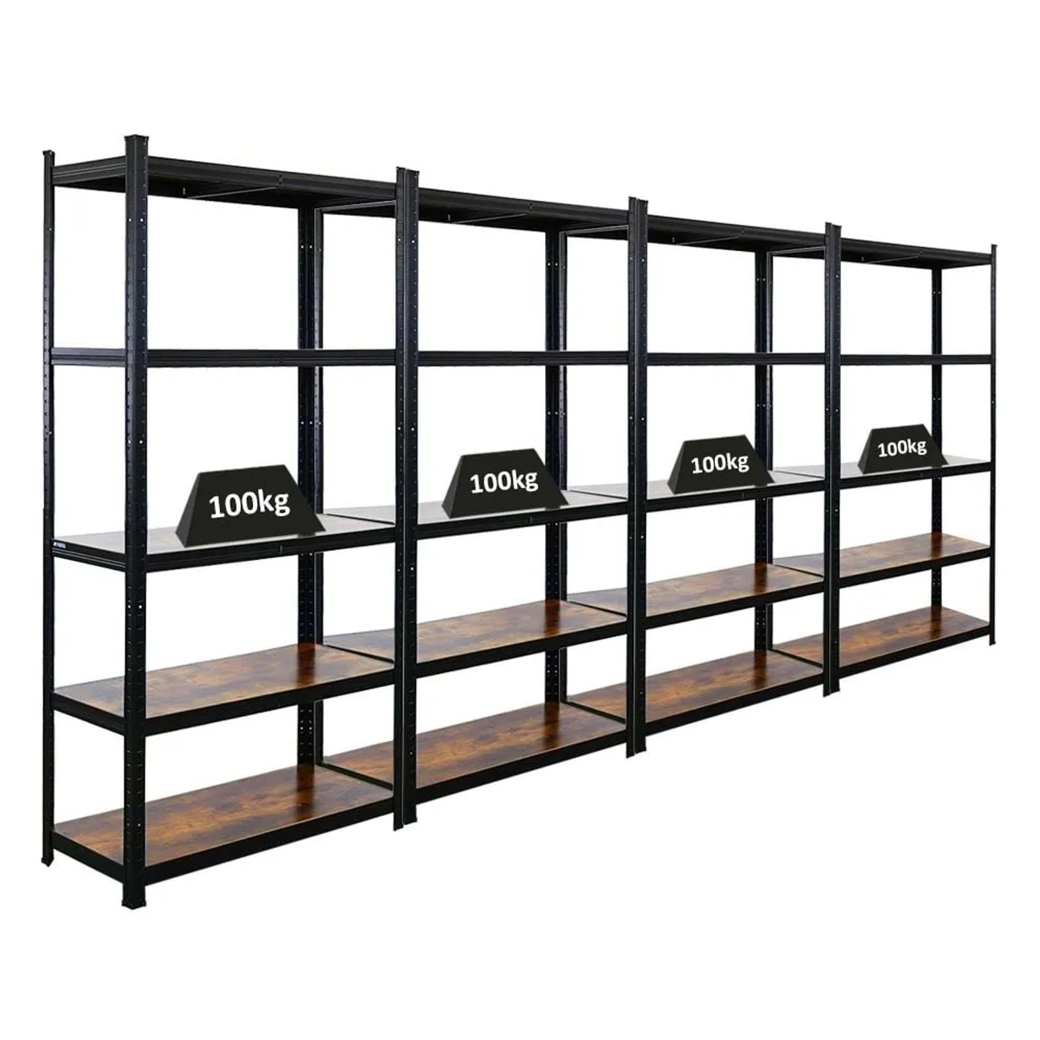 PROREGAL 4er Vintage Series Schwerlastregal Ragnar Set HxBxT 180x90x40cm Fachlast 100kg Vintagebraun-Schwarz