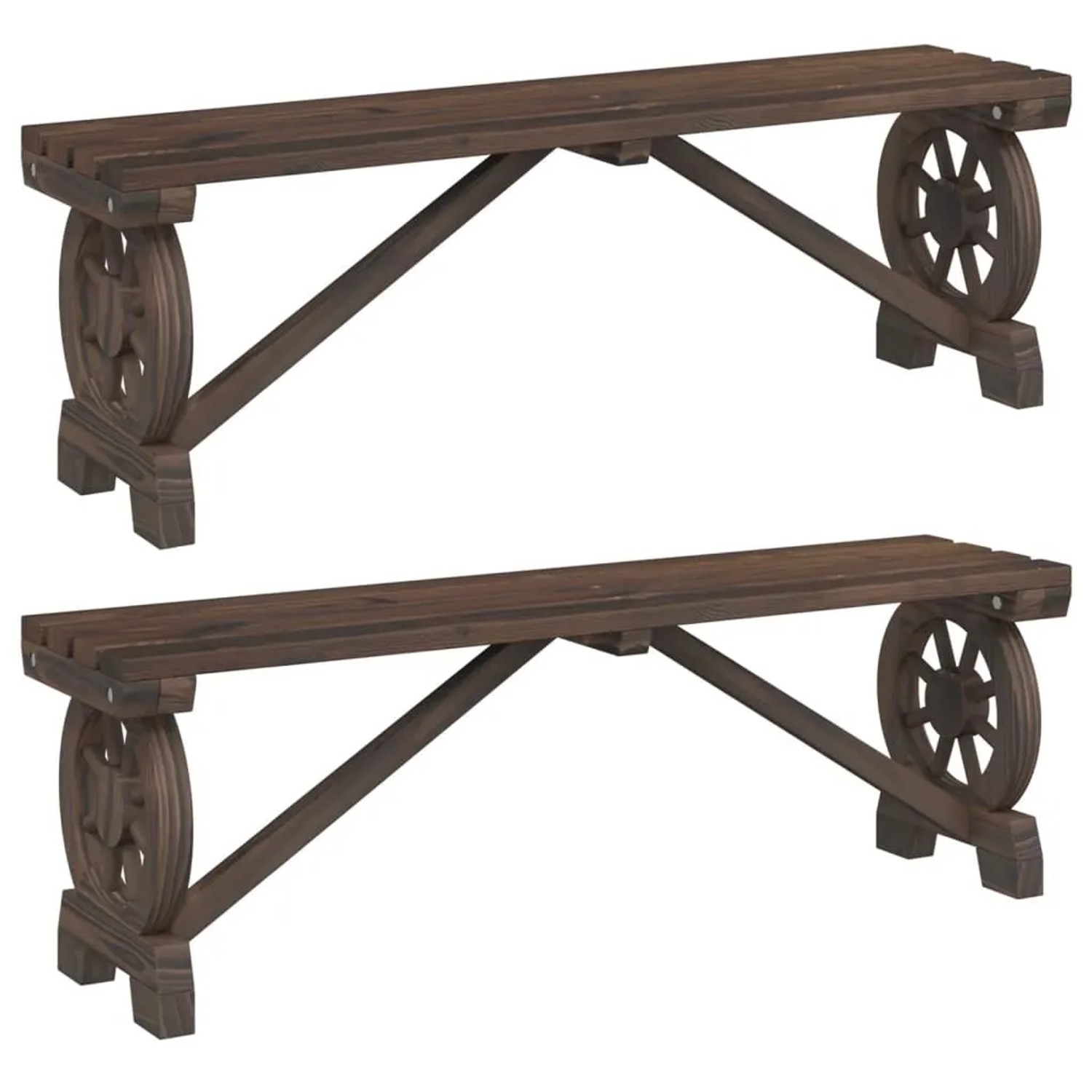 vidaXL Gartenbänke 2 Stk Massivholz Tanne 3207136