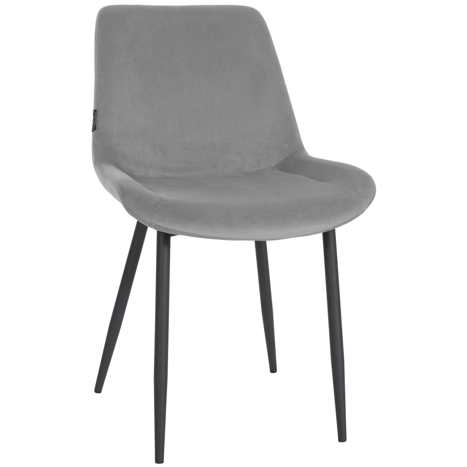 DELUKE Esszimmerstuhl WIKIL Samt 80x51x60cm Grau Samt Metall Matt Schwarz Gestell Stühle Esszimmerstühle Esstisch Küchenstuhl