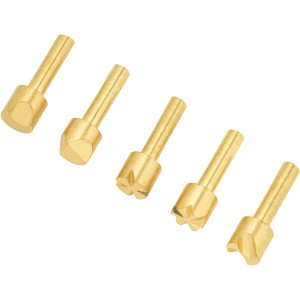 LUX Brennstempelsatz, 5 Kupferstempel für Brandmalkolben mit verschiedenen Mustern.