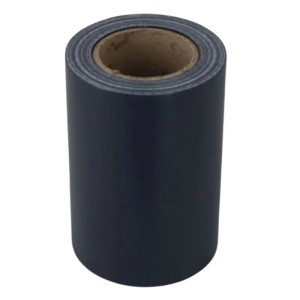 Gerollter anthrazitfarbener Galaflor PVC Sichtschutzstreifen für Doppelstabmattenzaun, 35m x 19cm.