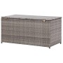 Graue VidaXL Gartenbox aus Poly Rattan, 100x50x50 cm, ideal zur Aufbewahrung im Garten.