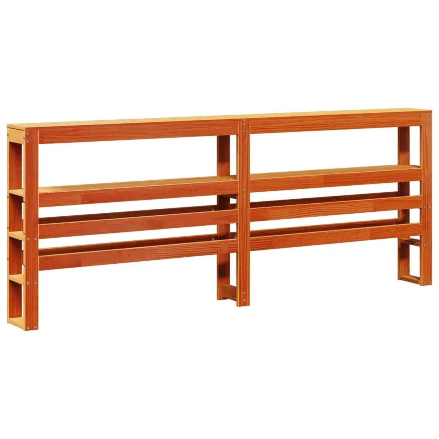 vidaXL Kopfteil mit Ablagen Wachsbraun 200 cm Massivholz Kiefer 850874