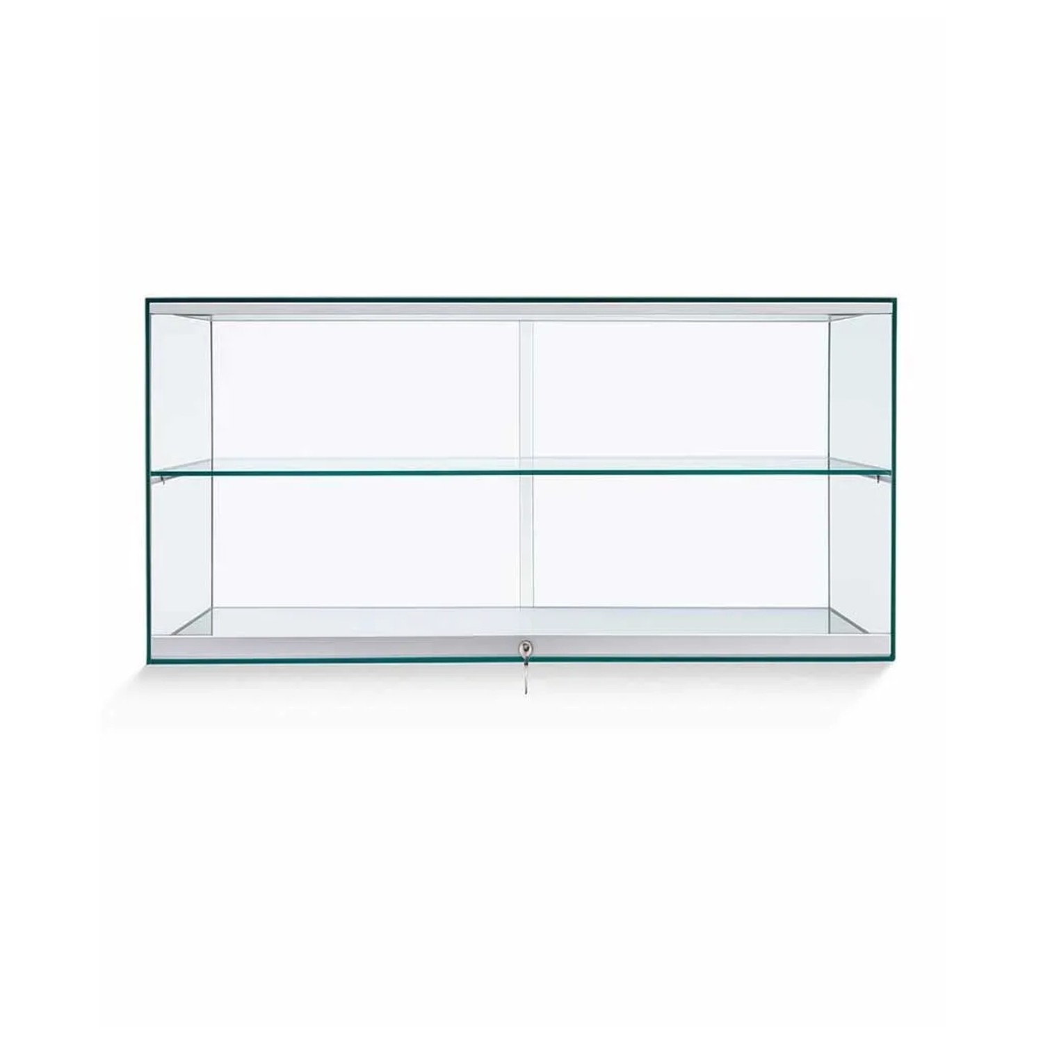 K-Möbel Handgefertigte Kunstvitrine Glas 100x47x36 cm Made in Germany mit Schiebetür & Schloss & Glasboden