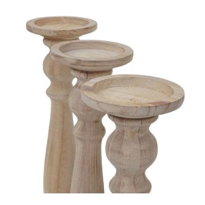 MCW 3er Set Kerzenständer T360 Shabby-Look Vintage Höhe 35cm Naturbraun