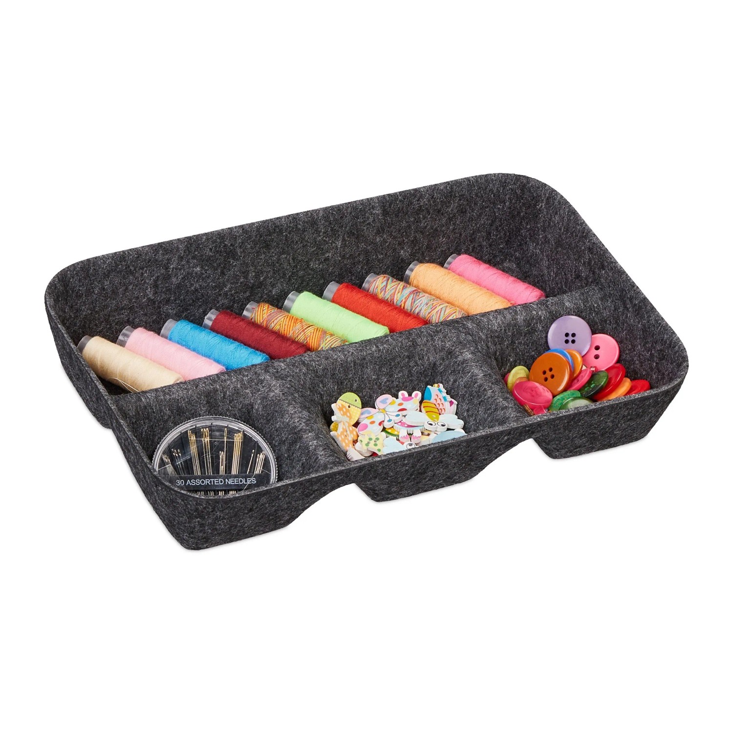 Relaxdays Schubladen Organizer Filz Dunkelgrau 29,5 cm x 19 cm x 5,5 cm 120 g