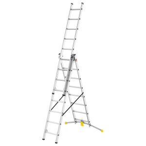 Hailo HobbyLot Alu-Kombileiter, 3-teilig, als Anlege-, Schiebe- und Bockleiter nutzbar.