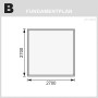 Fundamentplan für Karibu Gartenhaus Tyka, 270x270 cm. Abmessungen in Millimeter.
