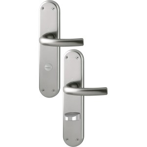 Hoppe Renovation-Garnitur Tokyo Alu Stahl WC, Langschild-Türgriff für Bad/WC-Türen.