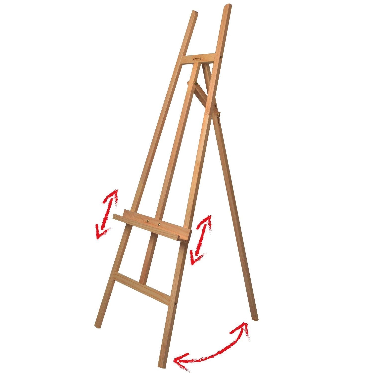 Artina Sevilla Staffelei aus Buchenholz, Dreifuß-Design, höhenverstellbar.