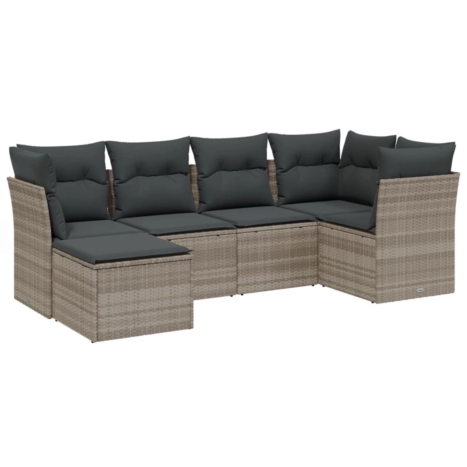 vidaXL 6-Tlg Garten-Sofagarnitur mit Kissen Hellgrau Poly Rattan 3263178 günstig online kaufen