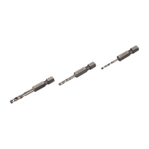 LUX Metallbohrer-Satz, 3-teilig, mit 6-Kant-Schaft (2 mm, 3 mm, 4 mm).