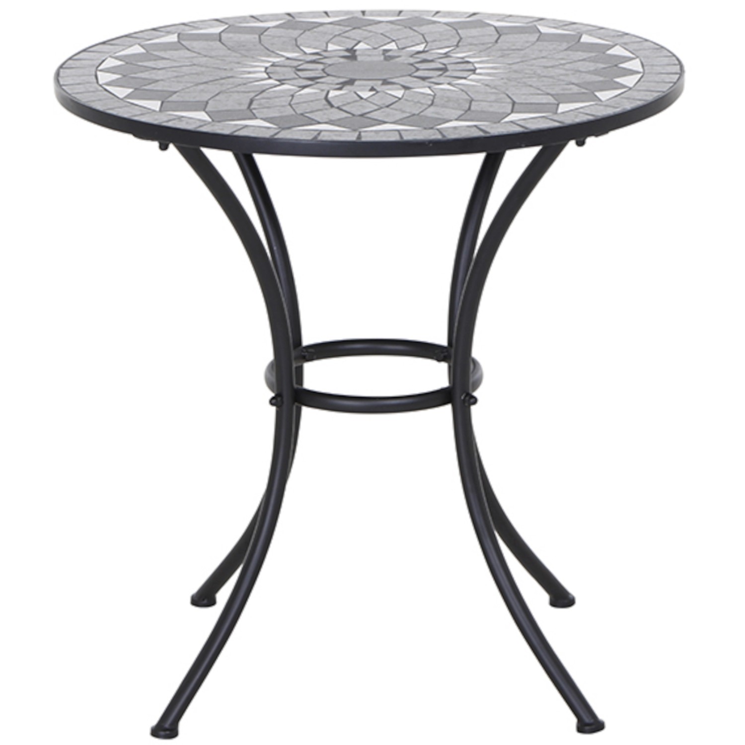 Runder, grauer Siena Garden Gartentisch Como mit Keramikplatte und Stahlgestell, 60x60 cm.