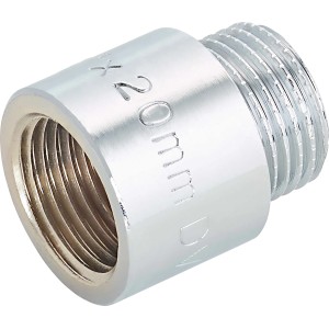 Verchromte Hahnverlängerung aus Messing, 18,6/21 mm, 20 mm Länge für Gewindefittings.